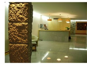 Welcome desk of the Compostela Hotel at Afife in Viana do Castelo